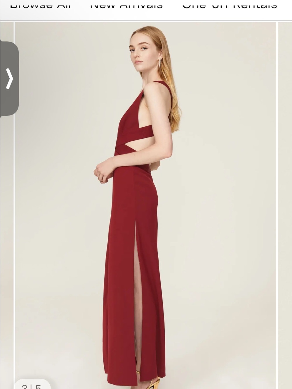 Fame And Partners Wine Red Plunging Maxi Gown View 4